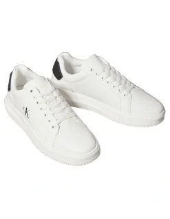 Calvin Klein Chunky Cupsole Ru Patch Lth Sneaker in Bright White/Black