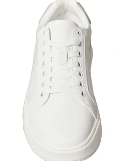 Calvin Klein Chunky Cupsole Ru Patch Lth Sneaker in Bright White/Silt Grey