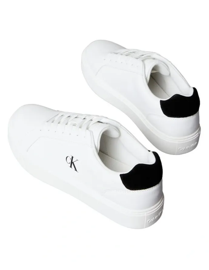 Calvin Klein Classic Cupsole Laceup Trainer Shoes in White