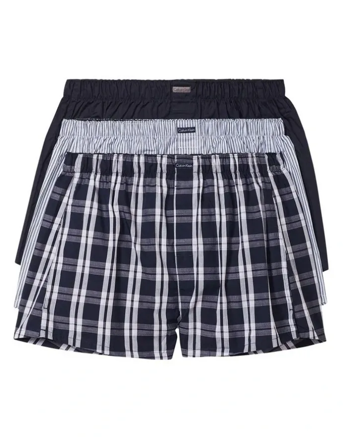 Calvin Klein Cotton Classics Woven Boxer 3 Pack in Navy