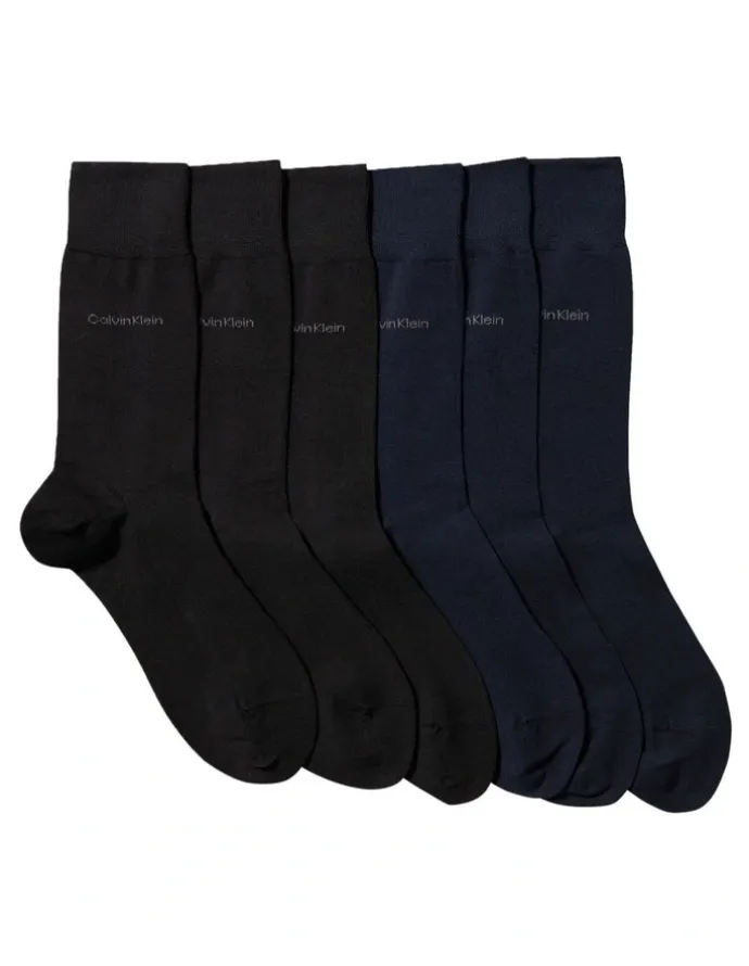 Calvin Klein Cotton Socks 6 Pack in Black/Navy