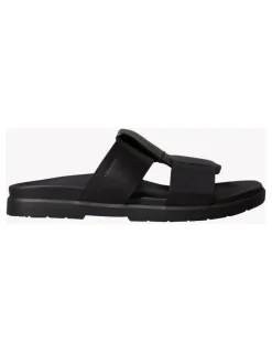 Calvin Klein Double T Leather Sandal in Black