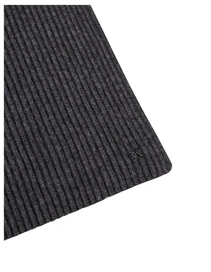 Calvin Klein Hw Wool Blend Knit Scarf in Charcoal Heather