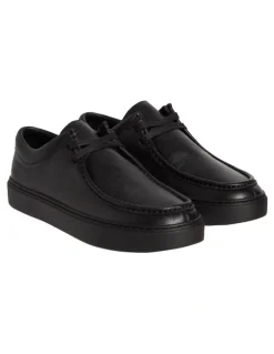 Calvin Klein Hybrid Apron Lace Up Lth Sneaker in Triple Black