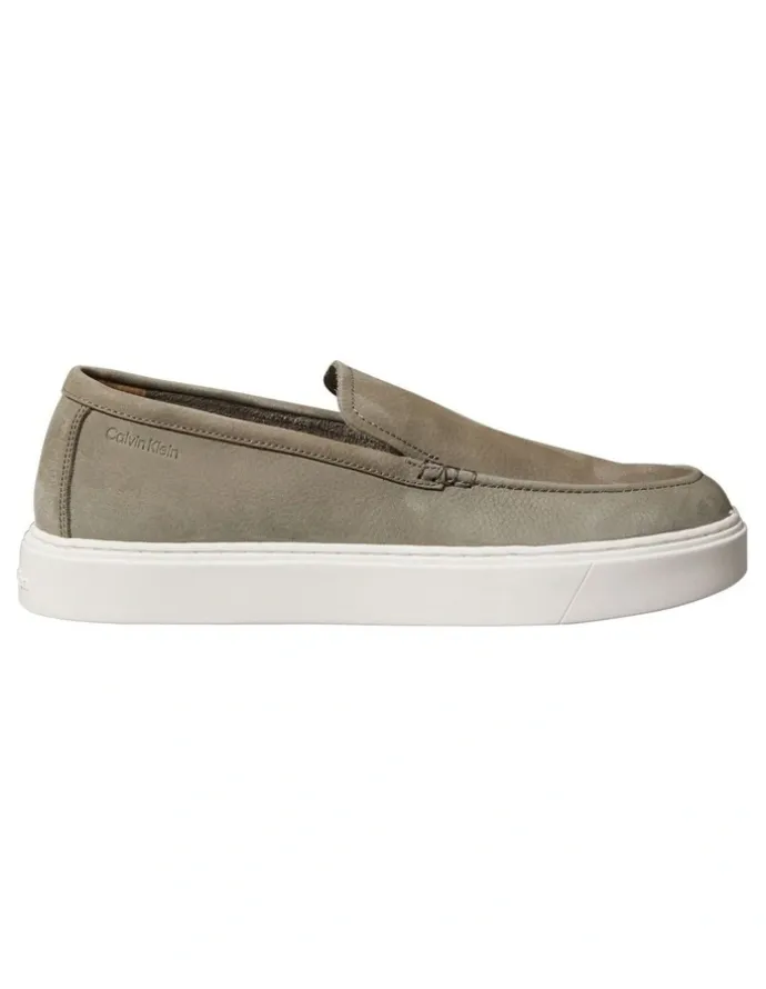 Calvin Klein Hybrid Moccasin Nu Slip On Shoes in Smokey Olive/Bright White