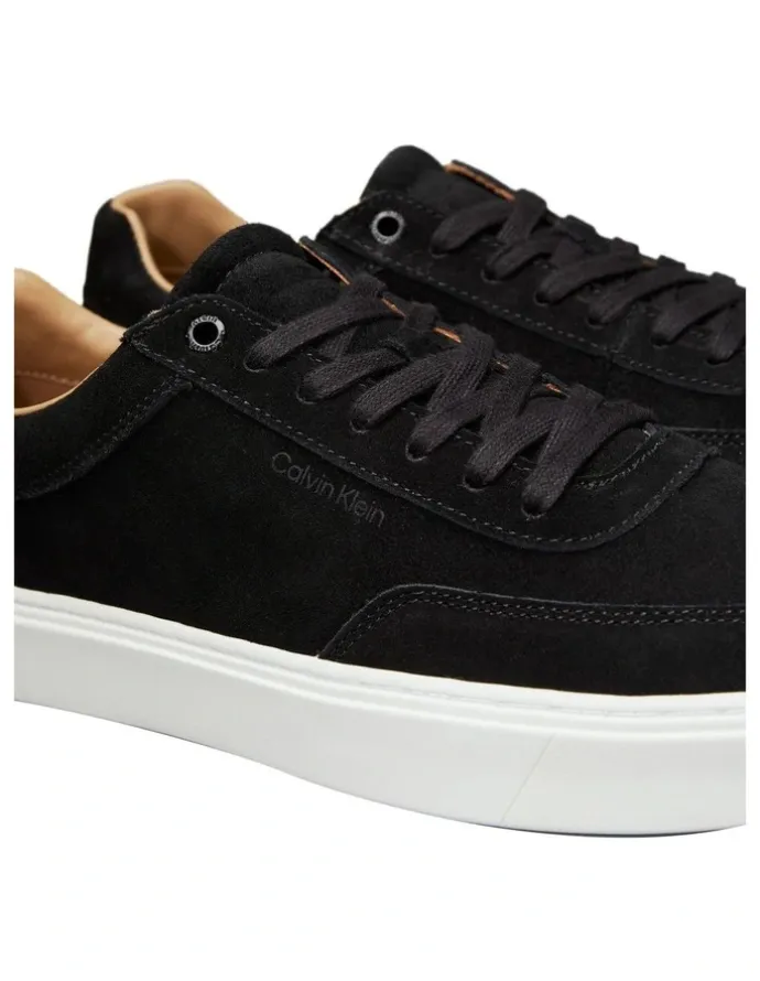 Calvin Klein Lace Up Suede Sneaker in Black