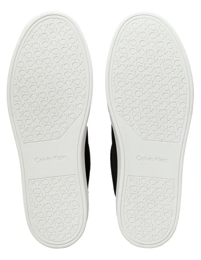 Calvin Klein Lace Up Suede Sneaker in Black