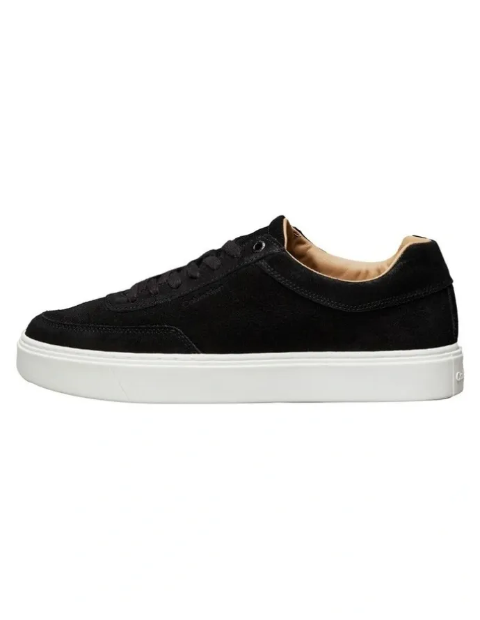 Calvin Klein Lace Up Suede Sneaker in Black