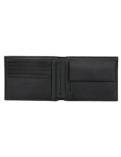Calvin Klein Leather Smooth CK 5CC Coin Wallet in Black