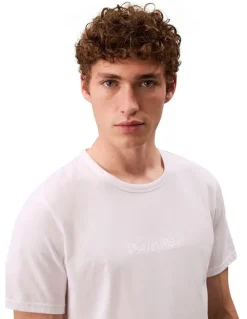 Calvin Klein Logo Embroidered Sleep Tee in White