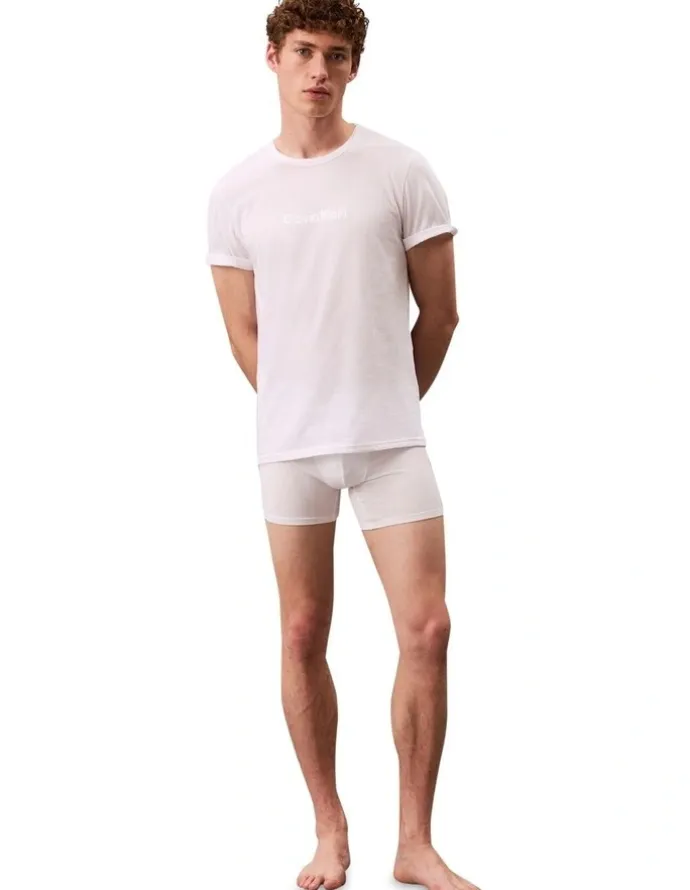 Calvin Klein Logo Embroidered Sleep Tee in White