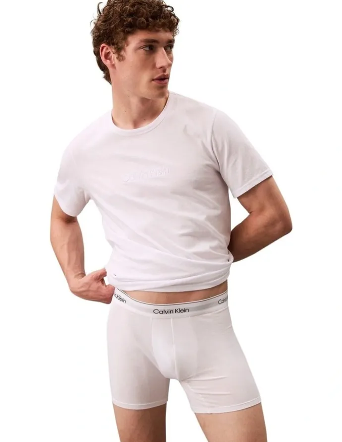 Calvin Klein Logo Embroidered Sleep Tee in White