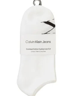 Calvin Klein Logo Sports Lowcut Liner Socks 3 Pack in White