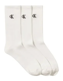 Calvin Klein Logo Sports Crew Socks Pack Of 3 in White