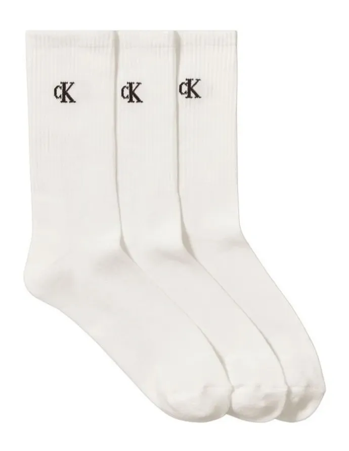Calvin Klein Logo Sports Crew Socks Pack Of 3 in White