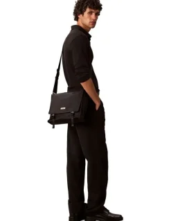 Calvin Klein Matte Nylon Messenger Bag in Black