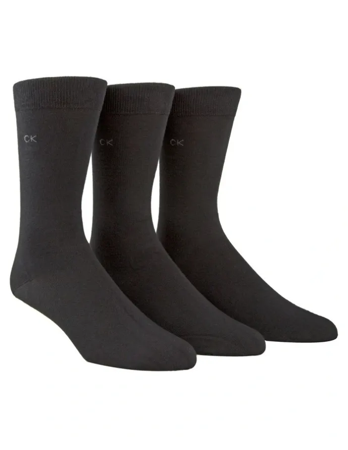 Calvin Klein 3-Pack Cotton Flat Knit Dress Socks