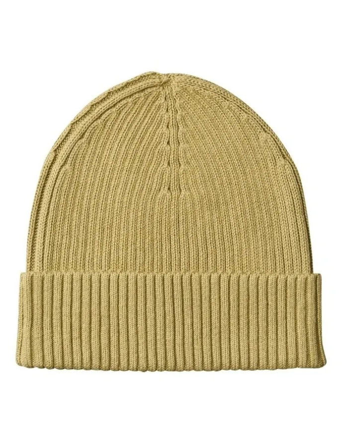 Calvin Klein Patch Chunky Rib Cotton Beanie in Hat Cedar