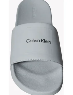 Calvin Klein Pool Slide Square Sandal in Granite Road