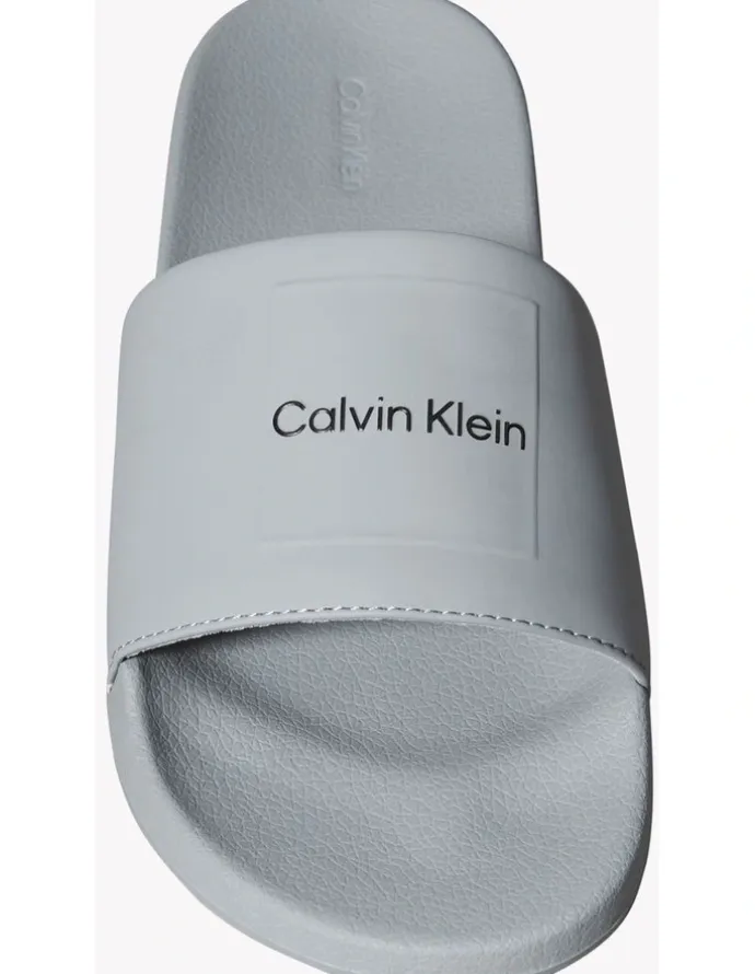 Calvin Klein Pool Slide Square Sandal in Granite Road