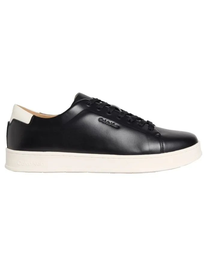 Calvin Klein Pure Low Laceup Cupsole Hf Lth Sneaker in Black/Marshmallow