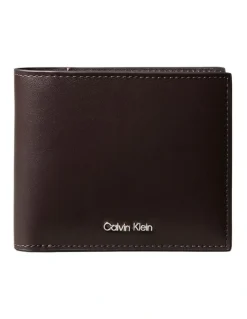 Calvin Klein Raised EW Bill Fold Wallet in Dark Brown