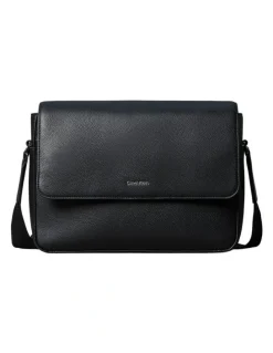 Calvin Klein Raised Flap Messenger Bag Black