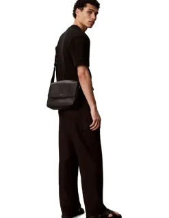 Calvin Klein Raised Flap Messenger Bag Black