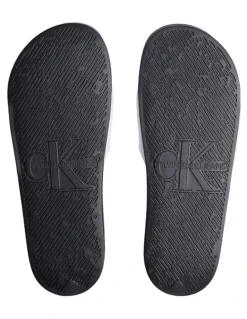 Calvin Klein Slide Jelly Mono Pu Sandal in Bright White/Black