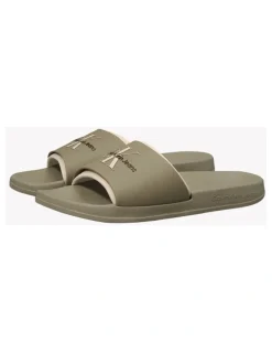 Calvin Klein Slide Rubber Neoprn Sandal in Mermaid/Eggshell
