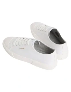 Calvin Klein Vulc Laceup Canvas Trainer Shoes in Triple Bright White