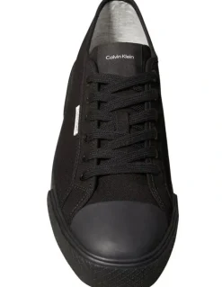 Calvin Klein Vulc Laceup Canvas Sneakers in Triple Black