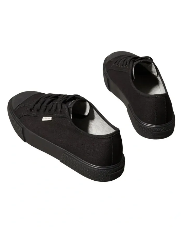 Calvin Klein Vulc Laceup Canvas Sneakers in Triple Black