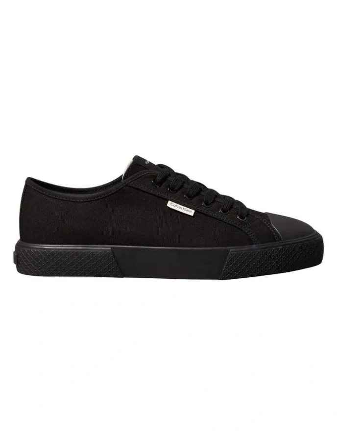 Calvin Klein Vulc Laceup Canvas Sneakers in Triple Black