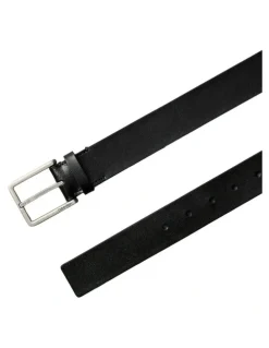 Calvin Klein Warmth Buckle Smooth Belt 35mm in Black/Antique Silver