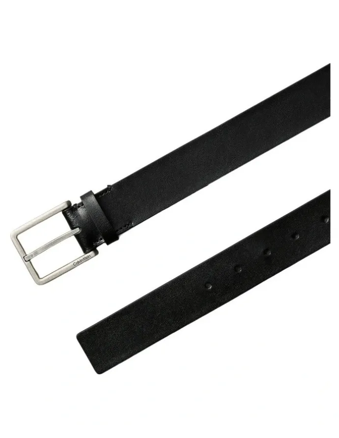 Calvin Klein Warmth Buckle Smooth Belt 35mm in Black/Antique Silver