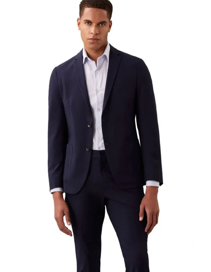 Calvin Klein X-Slim Textured Travel Suit Jacket in Navy