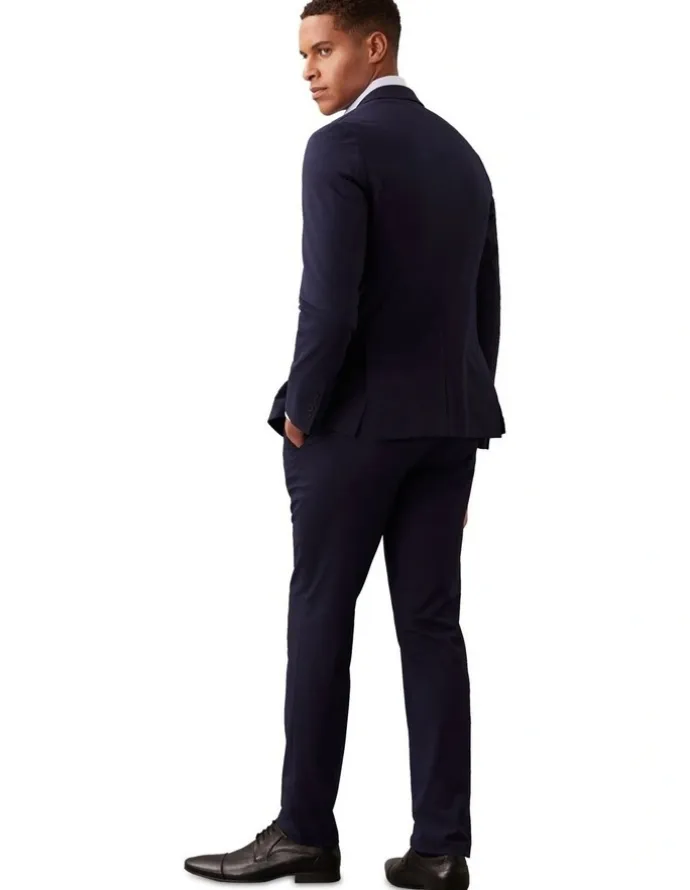 Calvin Klein X-Slim Textured Travel Suit Jacket in Navy