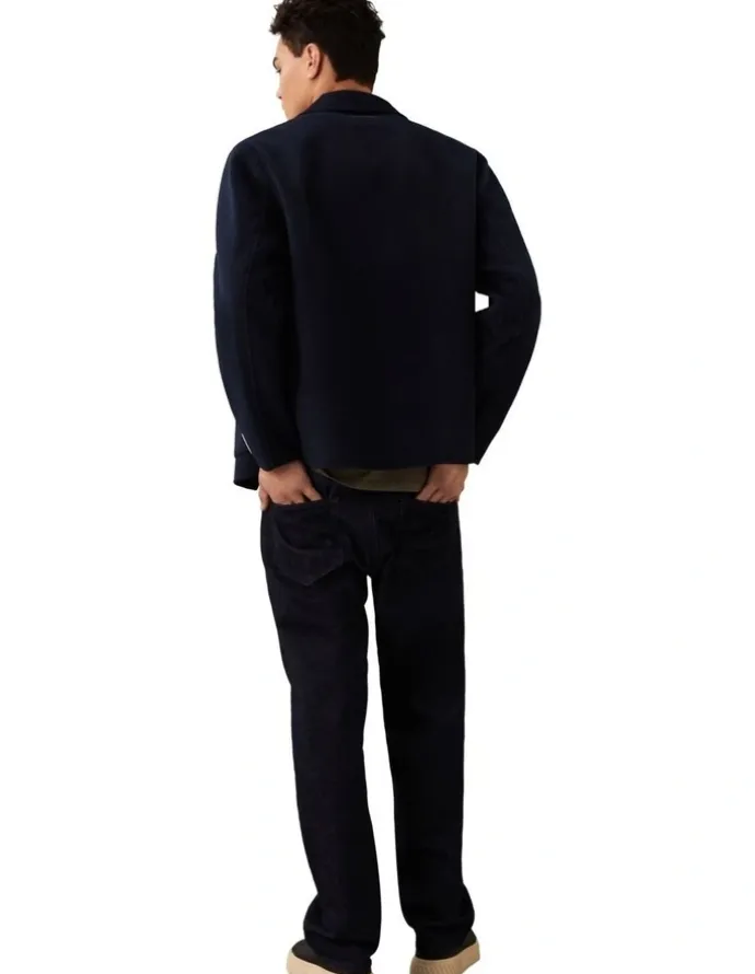 Calvin Klein Double Face Wool Blend Chore Jacket in Dark Sapphire
