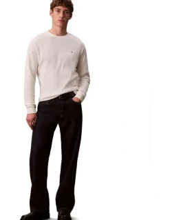 Calvin Klein Jeans Long sleeves Waffle Badge Crew Neck Tee in White
