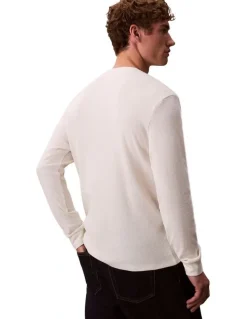 Calvin Klein Jeans Long sleeves Waffle Badge Crew Neck Tee in White