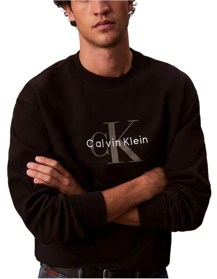 Calvin Klein Jeans Oversized Monogram Sweatshirt in Black