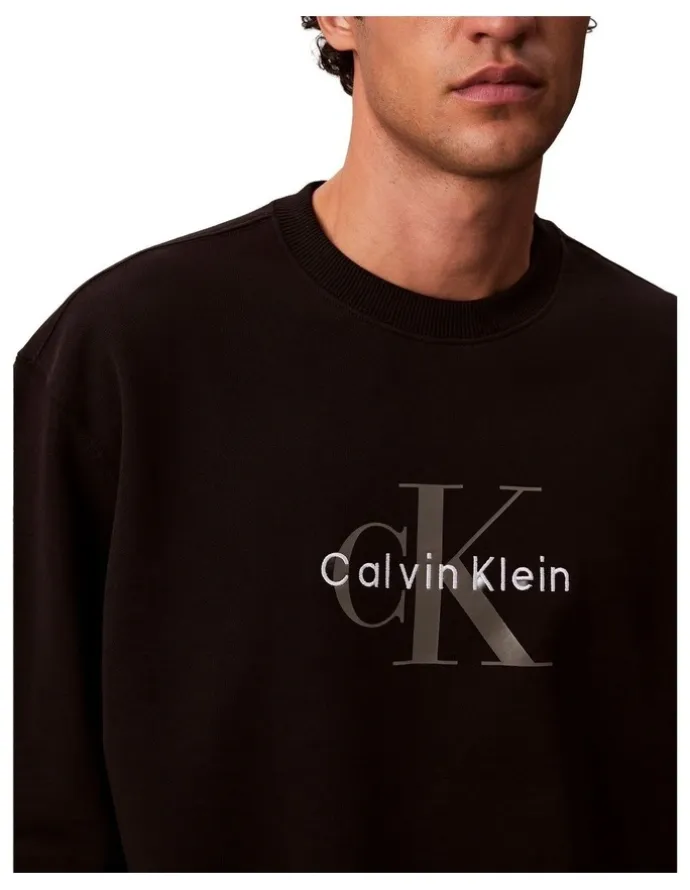 Calvin Klein Jeans Oversized Monogram Sweatshirt in Black
