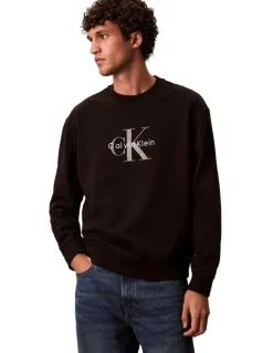 Calvin Klein Jeans Oversized Monogram Sweatshirt in Black