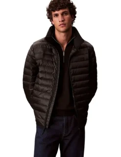 Calvin Klein Light Weight Nylon Channeled Puffer Jacket in Black