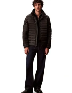 Calvin Klein Light Weight Nylon Channeled Puffer Jacket in Black