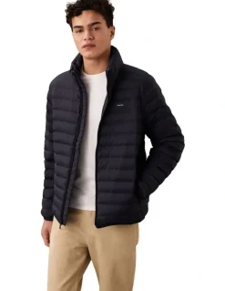 Calvin Klein Light Weight Nylon Channeled Puffer Jacket in Dark Sapphire