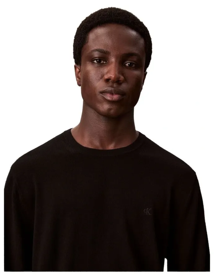 Calvin Klein Merino Crew Neck Sweater in Black