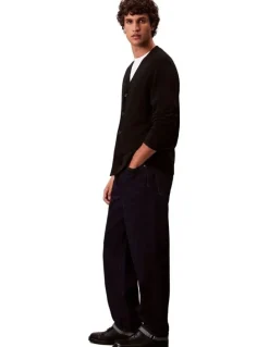 Calvin Klein Merino Wool Cardigan Jumper in Black