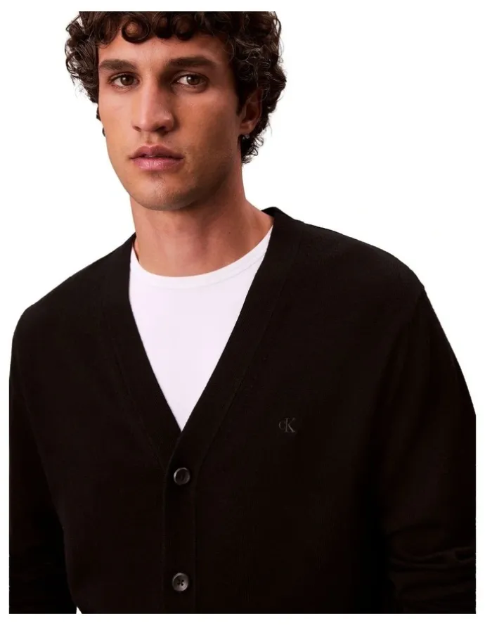 Calvin Klein Merino Wool Cardigan Jumper in Black
